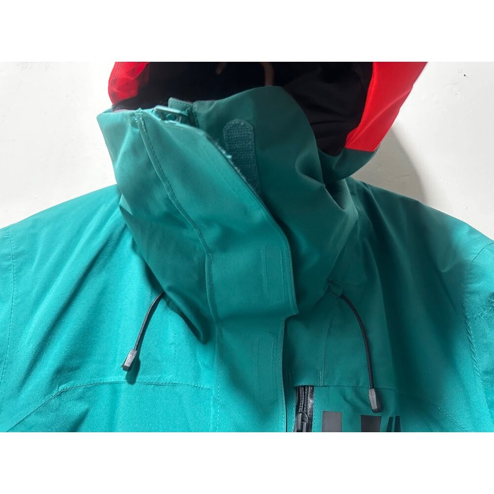 Helly Hansen Powshot Ski Long Jacket Coat Women Medium Green Hooded Snowboarding - Picture 15 of 16